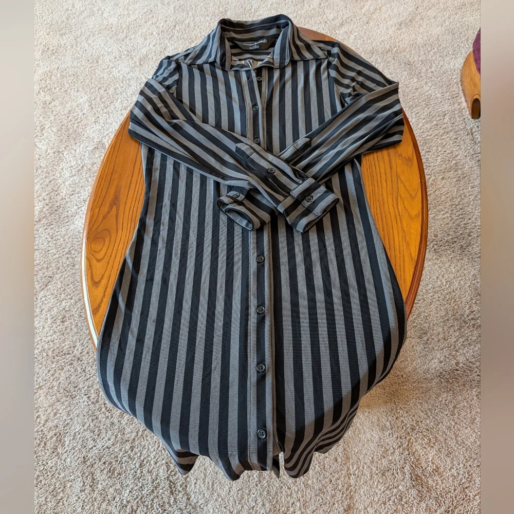 Norma Kamali black/gray striped Button-Up Dress - size S - Picture 7 of 7